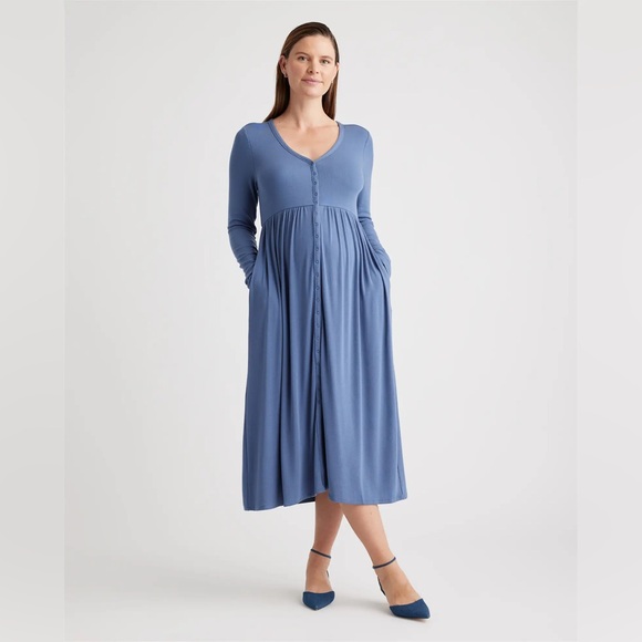 Quince Dresses & Skirts - Quince Tencel Rib Maternity & Nursing Button Front Dress